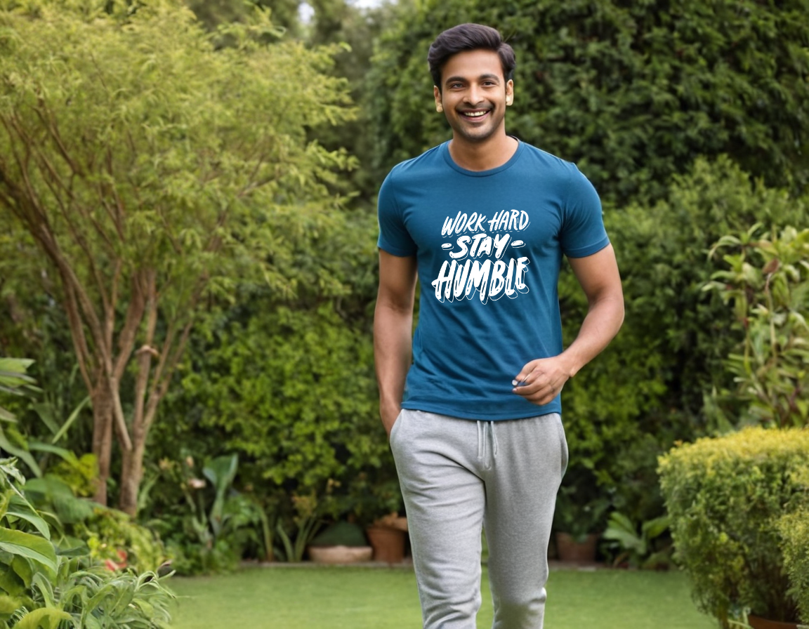 Work Hard Stay Humble Pure Cotton Round Neck T-Shirt