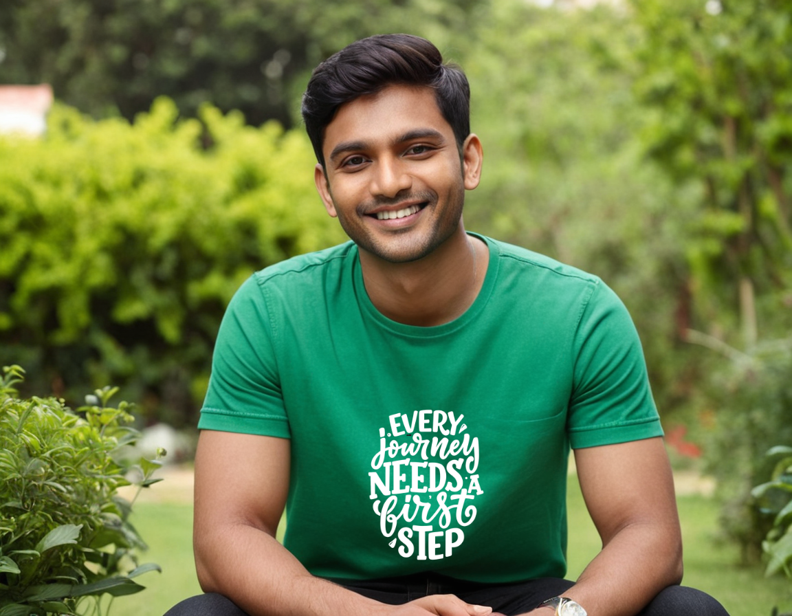 Every Journey Needs a First Step Motivational Round Neck T-Shirt