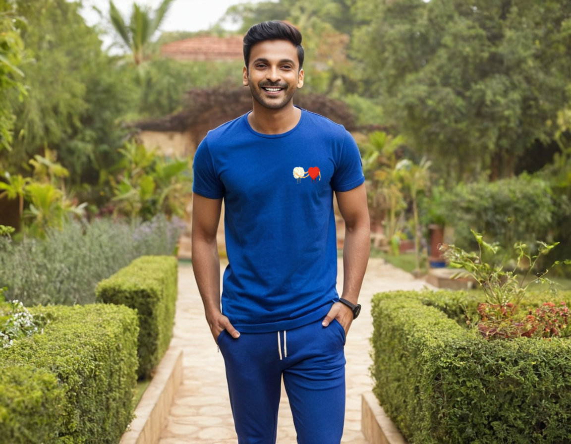 Brain and Heart Handshake Round Neck T-Shirt