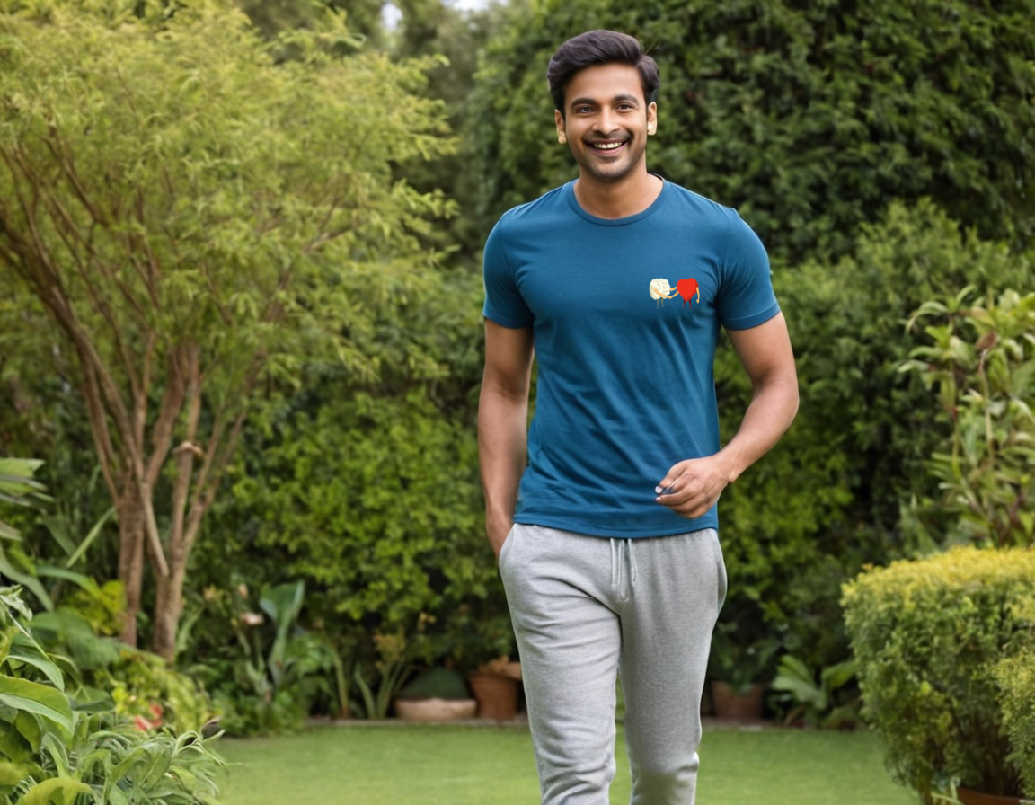 Brain and Heart Handshake Round Neck T-Shirt