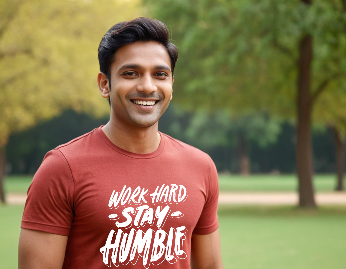 Work Hard Stay Humble Pure Cotton Round Neck T-Shirt