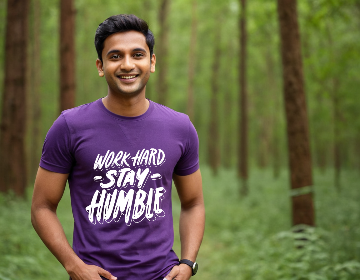 Work Hard Stay Humble Pure Cotton Round Neck T-Shirt