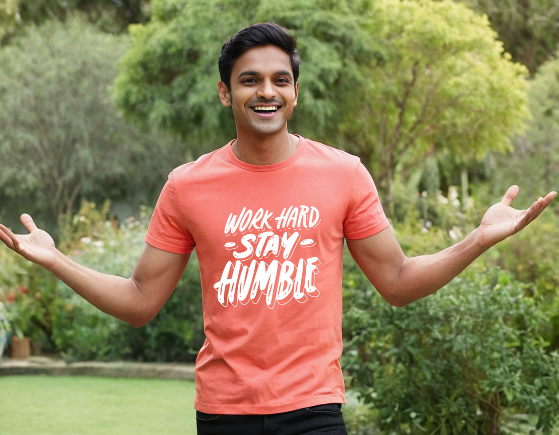 Work Hard Stay Humble Pure Cotton Round Neck T-Shirt