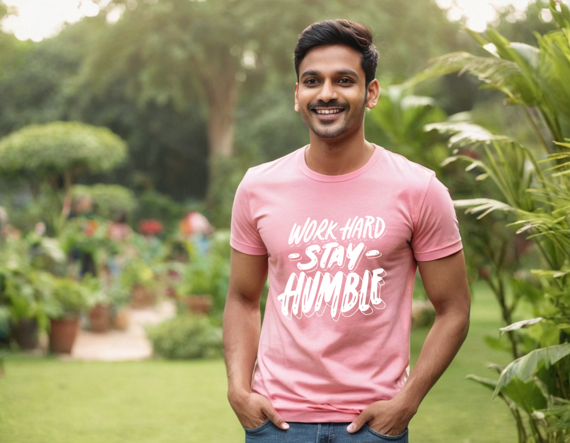 Work Hard Stay Humble Pure Cotton Round Neck T-Shirt