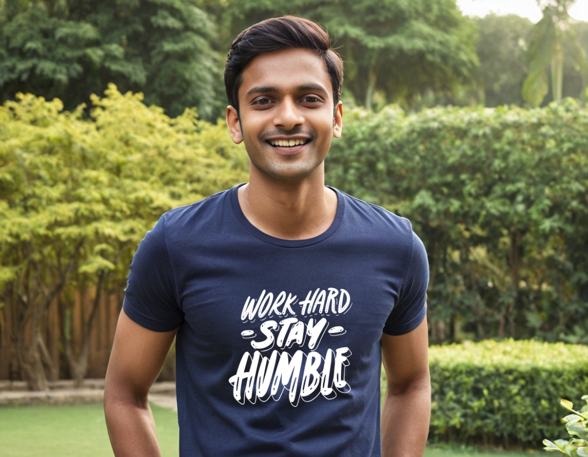 Work Hard Stay Humble Pure Cotton Round Neck T-Shirt