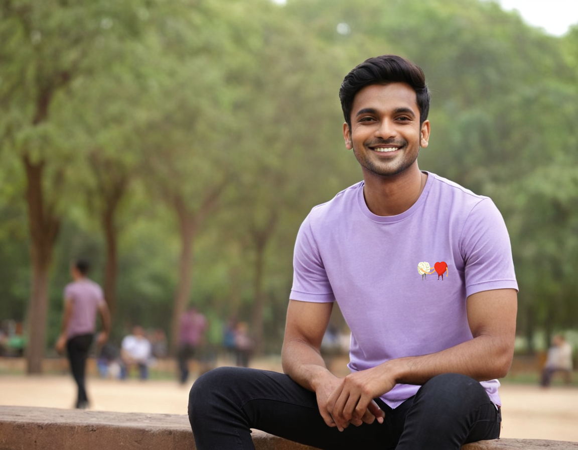 Brain and Heart Handshake Round Neck T-Shirt