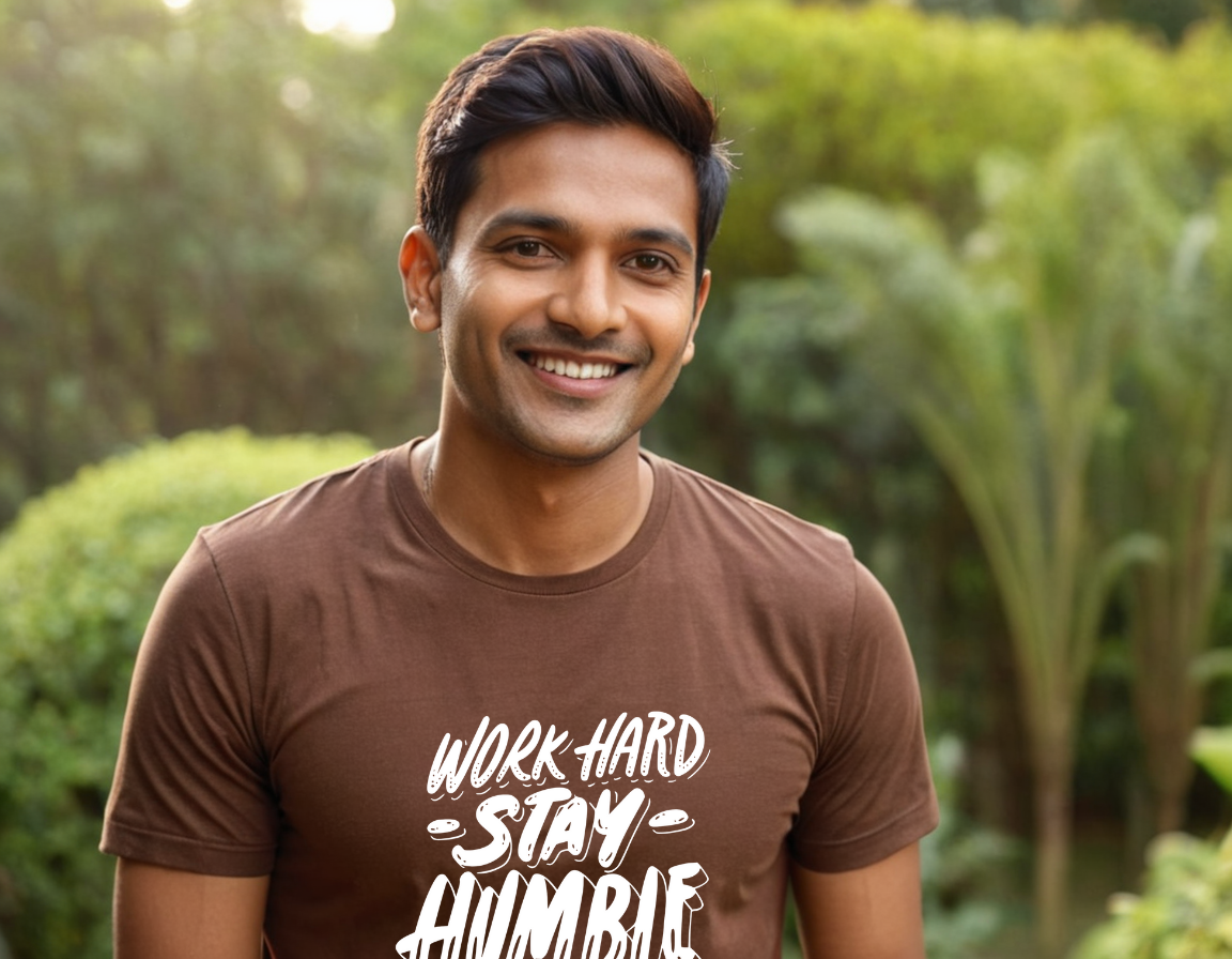 Work Hard Stay Humble Pure Cotton Round Neck T-Shirt