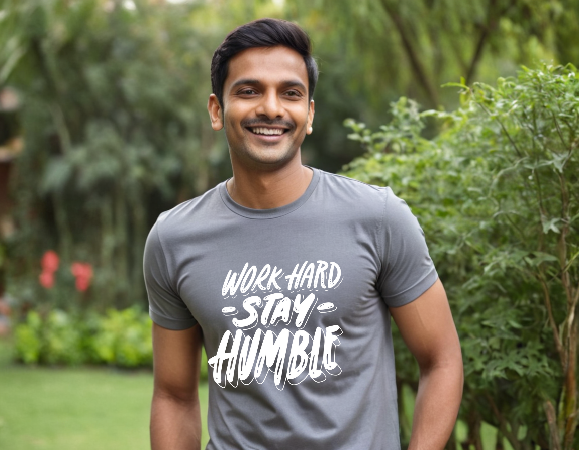 Work Hard Stay Humble Pure Cotton Round Neck T-Shirt