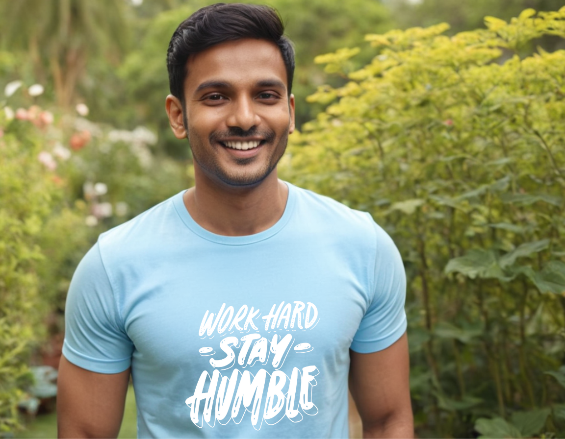 Work Hard Stay Humble Pure Cotton Round Neck T-Shirt